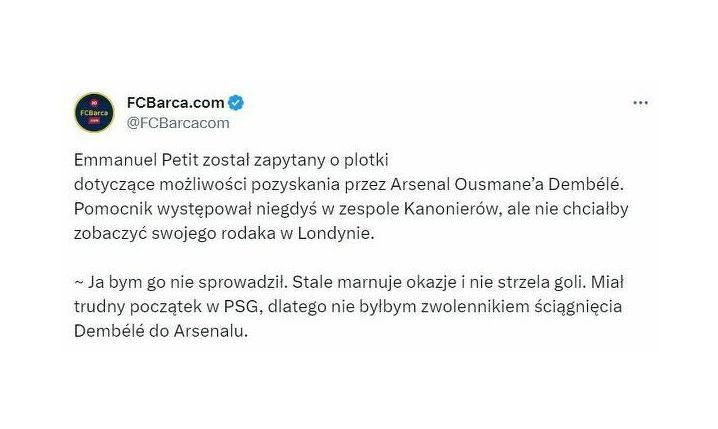 DLATEGO Petit NIE SPROWADZIŁBY Dembele do Arsenalu.... :D